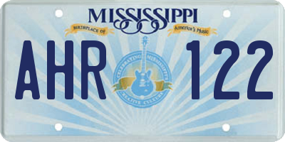MS license plate AHR122