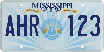 MS license plate AHR123