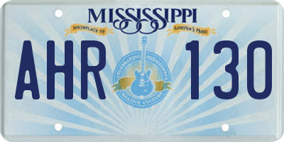 MS license plate AHR130