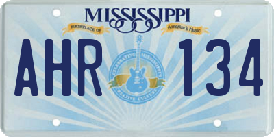 MS license plate AHR134