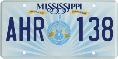 MS license plate AHR138