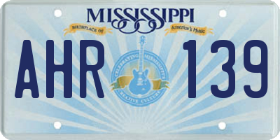MS license plate AHR139
