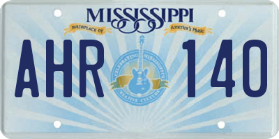 MS license plate AHR140