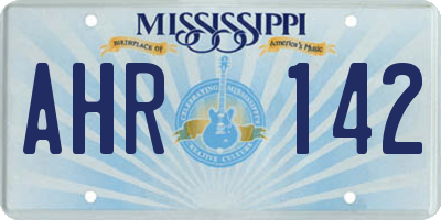 MS license plate AHR142