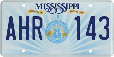MS license plate AHR143