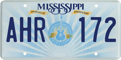 MS license plate AHR172