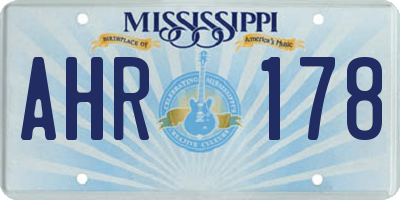 MS license plate AHR178