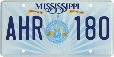 MS license plate AHR180