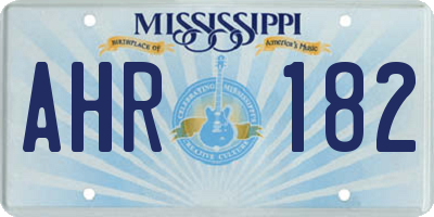 MS license plate AHR182