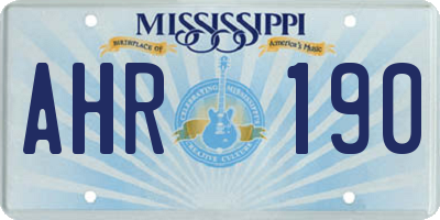 MS license plate AHR190