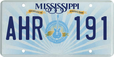 MS license plate AHR191