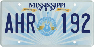 MS license plate AHR192