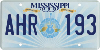 MS license plate AHR193