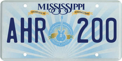 MS license plate AHR200