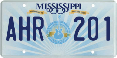 MS license plate AHR201