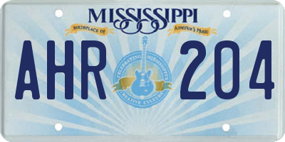 MS license plate AHR204