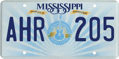 MS license plate AHR205