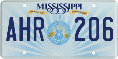 MS license plate AHR206
