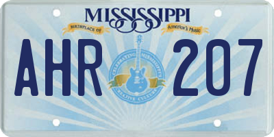MS license plate AHR207