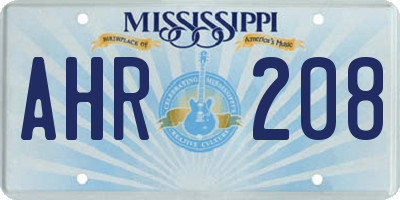 MS license plate AHR208