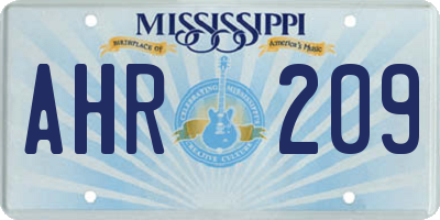 MS license plate AHR209