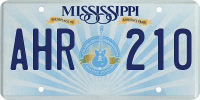 MS license plate AHR210