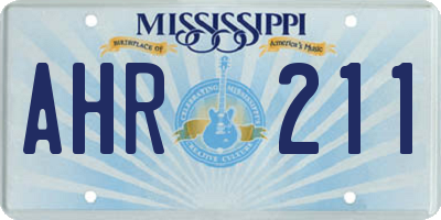 MS license plate AHR211