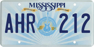 MS license plate AHR212