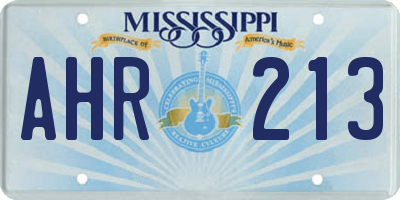 MS license plate AHR213