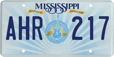 MS license plate AHR217