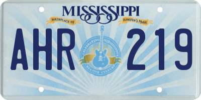 MS license plate AHR219