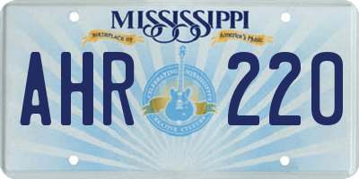 MS license plate AHR220