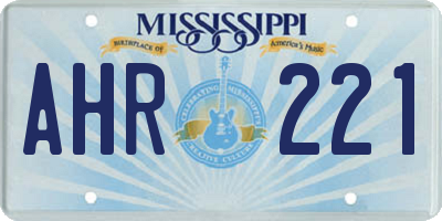 MS license plate AHR221