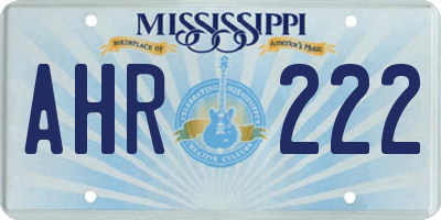 MS license plate AHR222