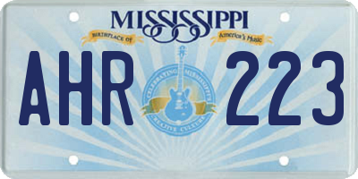 MS license plate AHR223