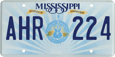 MS license plate AHR224