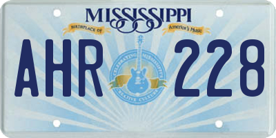 MS license plate AHR228