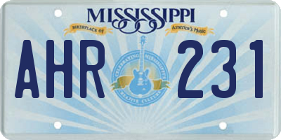 MS license plate AHR231