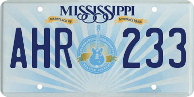 MS license plate AHR233