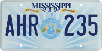 MS license plate AHR235