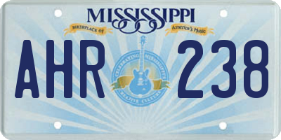 MS license plate AHR238