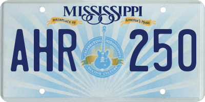 MS license plate AHR250