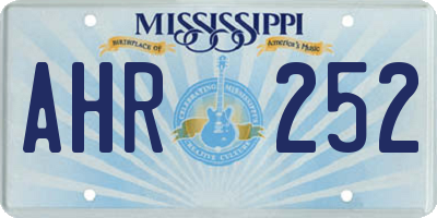 MS license plate AHR252