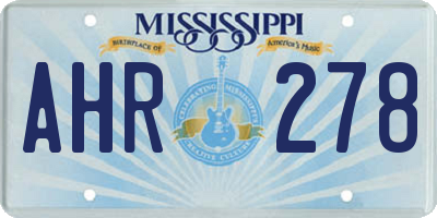 MS license plate AHR278