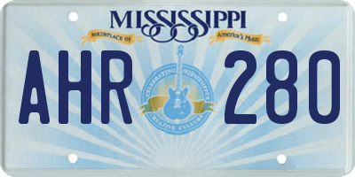 MS license plate AHR280