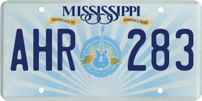 MS license plate AHR283