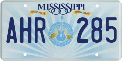 MS license plate AHR285
