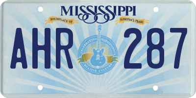 MS license plate AHR287