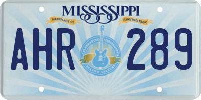 MS license plate AHR289