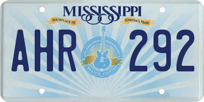 MS license plate AHR292